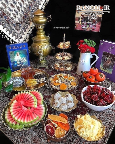 تزیین سفره شب یلدا دیزاین میز شب چله یلدایی