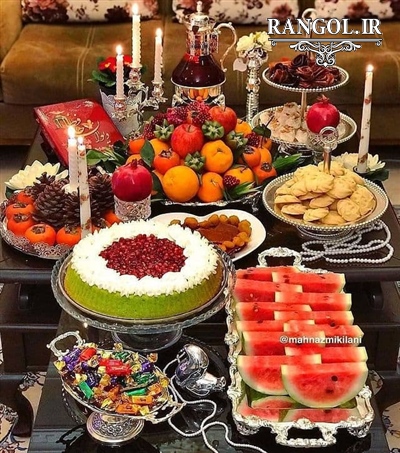 تزیین سفره شب یلدا دیزاین میز شب چله یلدایی